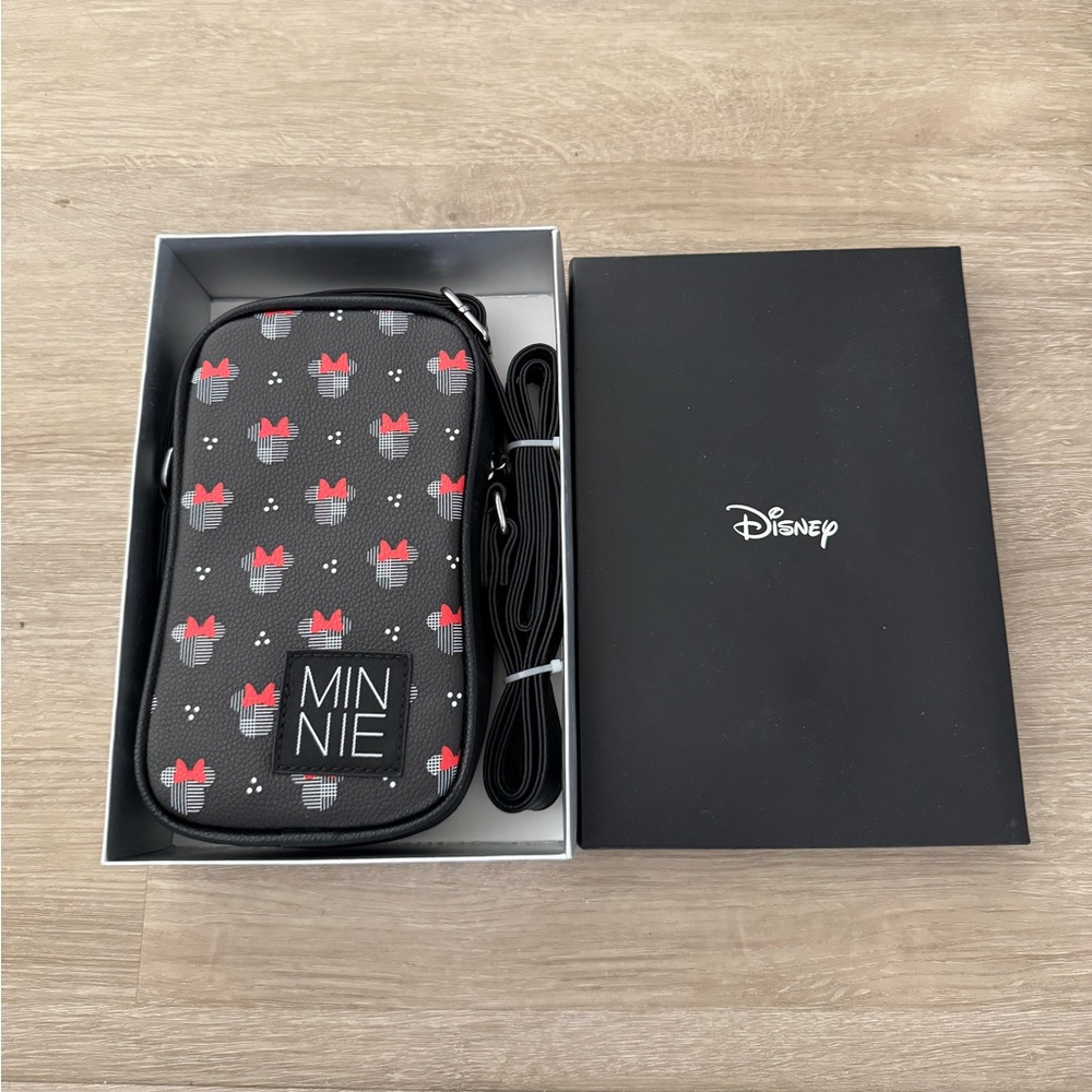 Disney Black Minnie Pattern Crossbody Pouch